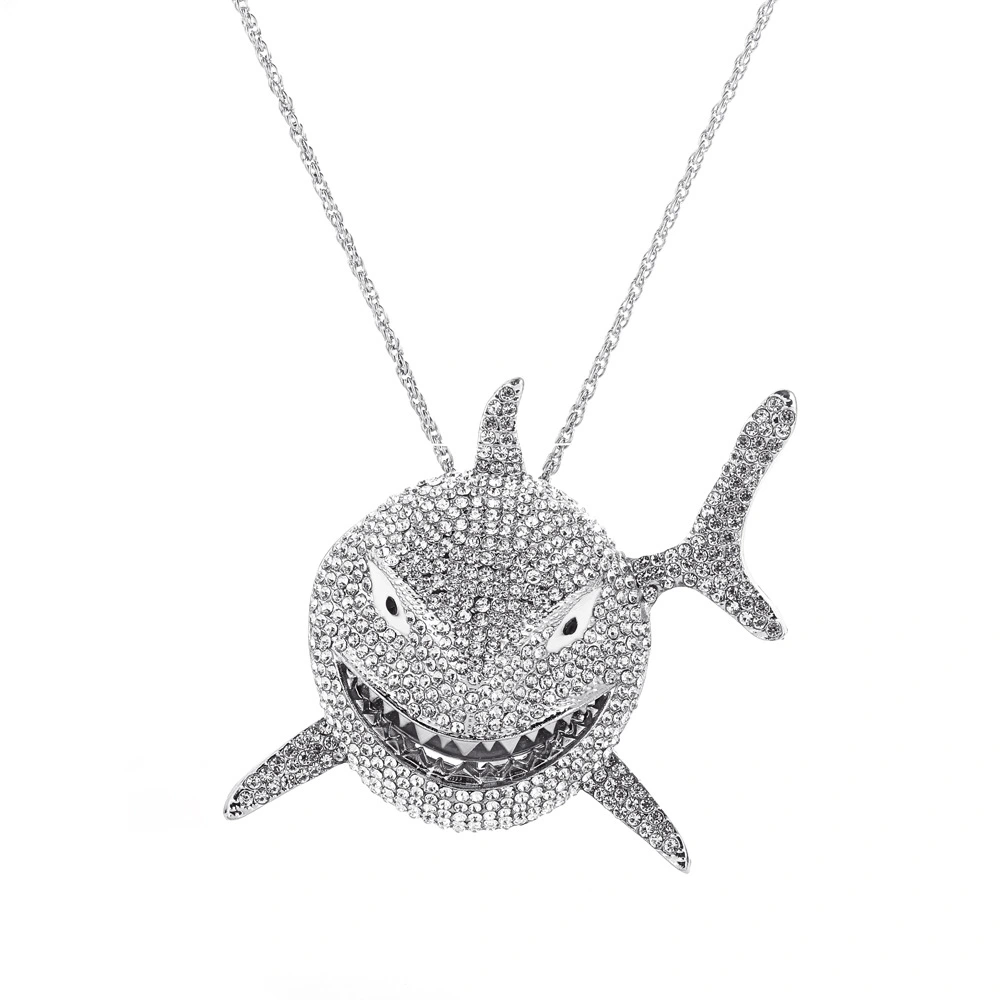 Shark Pendant Necklace Rhinestone Shark Necklace Decorative Pendant Necklace for Women