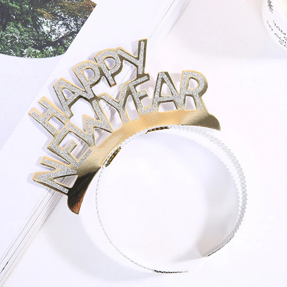 12pcs Happy New Year Headdress Letter Design Headbands Paper Hair Hoops Party Hair Accessories