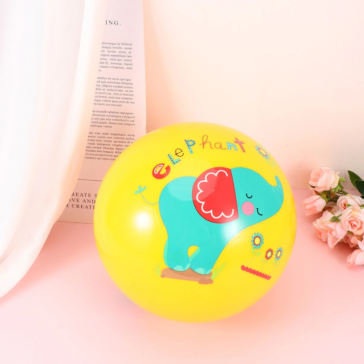 1 Pc 9 Inch Funny Inflatable Ball Cartoon Ball Toy Thicken PVC Ball Playthings for Kids Children Toddlers (Diameter 22cm, Yellow)