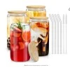 1 Set Glass Cup Coffee Cup Drinking Cup Water Cup Clear Drinks Cup with Bamboo Lid and Straw