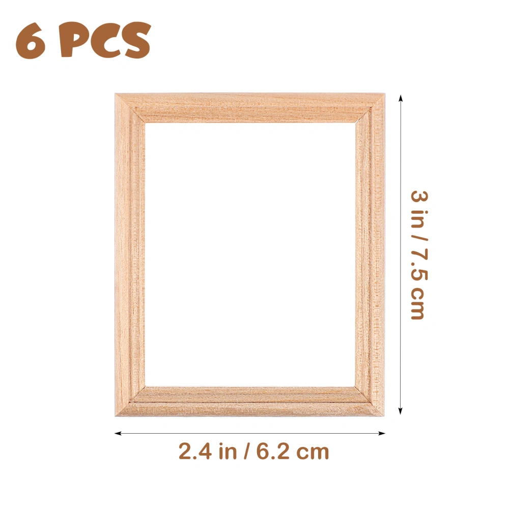 6 Pcs Simulated Photo Frames Models Artificial Micro Decors Photograph Layout Props Wooden Ornaments for Doll House