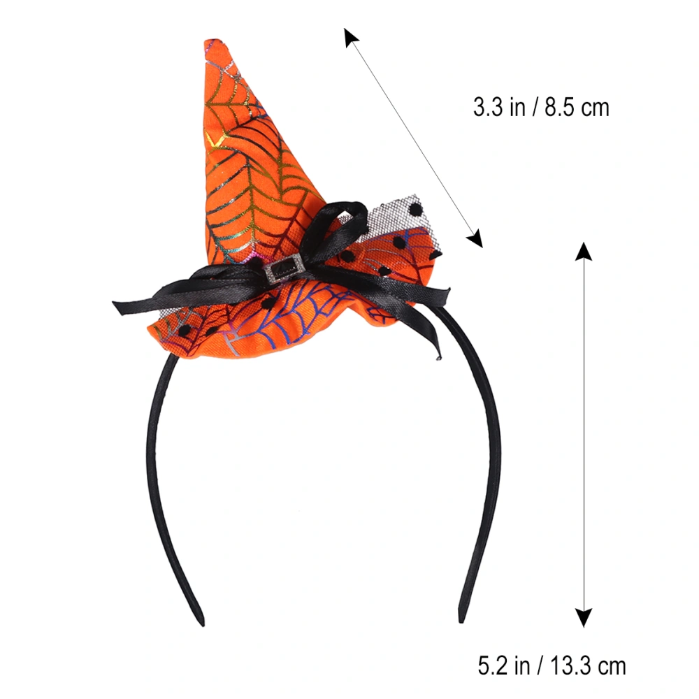 Kids Girls Witch Hat Spider Web Pattern Halloween Headband Novelty Hair Band Hair Headpiece Halloween And Carnival Masquerade Party Cosplay Costume Accessory Performance Supplies (Orange Part Random Style)