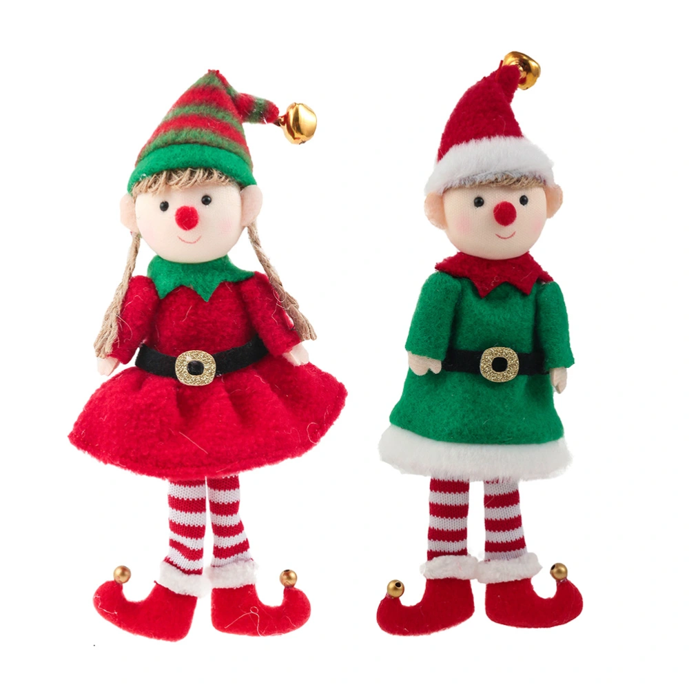 2pcs Xmas Adorable Elf Doll Pendant Creative Xmas Tree Doll Hanging Decoration