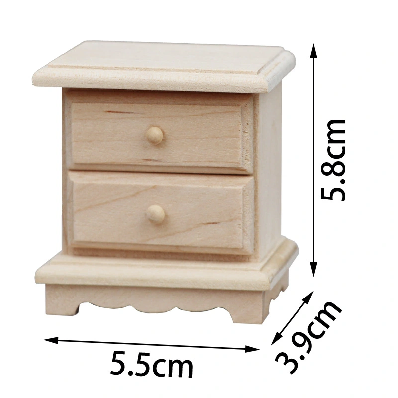 Unfinished Mini Furniture Dolls House Bedside Cabinet Mini House Furniture Model