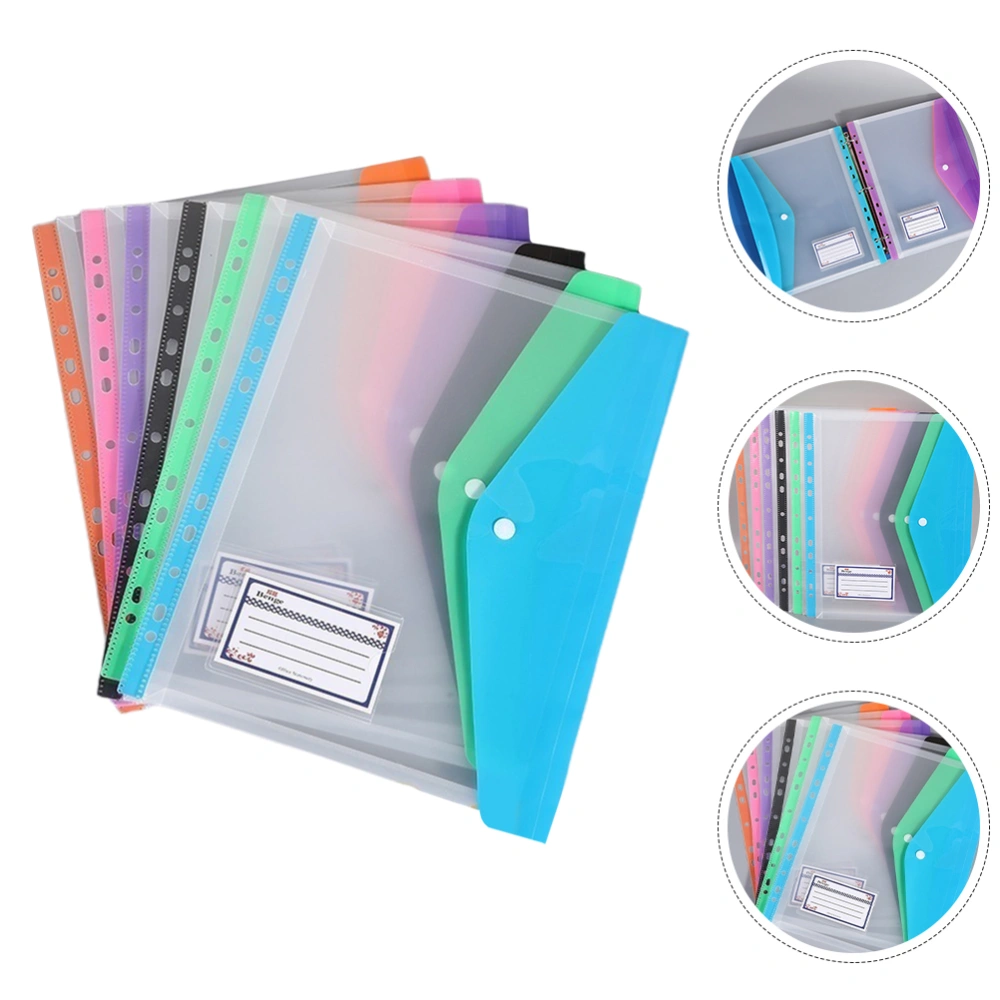 6Pcs Office Binder Pockets Documents Snap Button Binder Pouches File Storage Bags File Folder