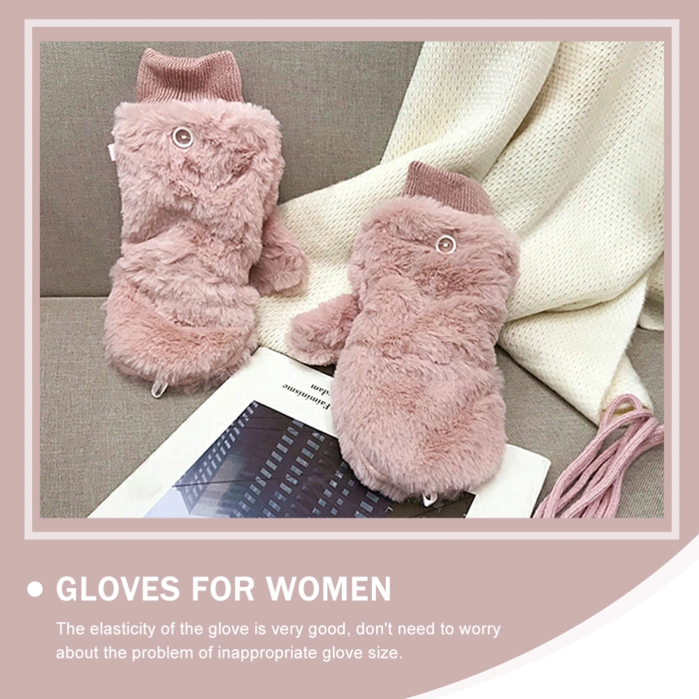 1 Pair Warm Gloves Winter Women Gloves Flip-cover Winter Gloves Lovely Gloves