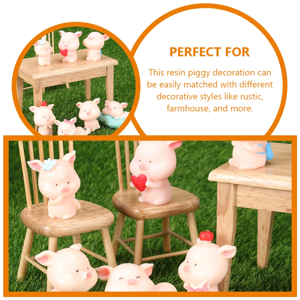 18pcs Piggy Figurine Miniature Pig Statue Home Desktop Piggy Decor Small Animals Toy Mixed Style