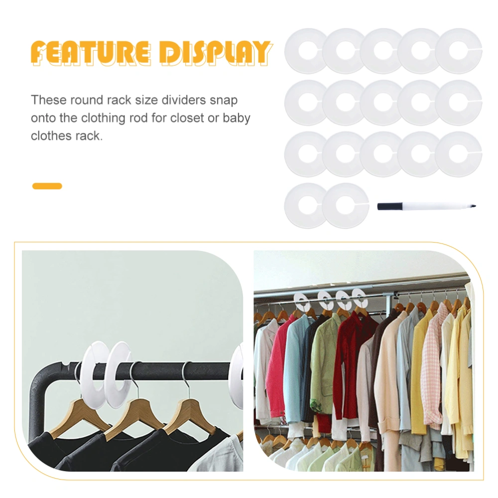 50pcs Clothing Rack Size Dividers Wardrobe Round Hangers Dividers with Marker Pen