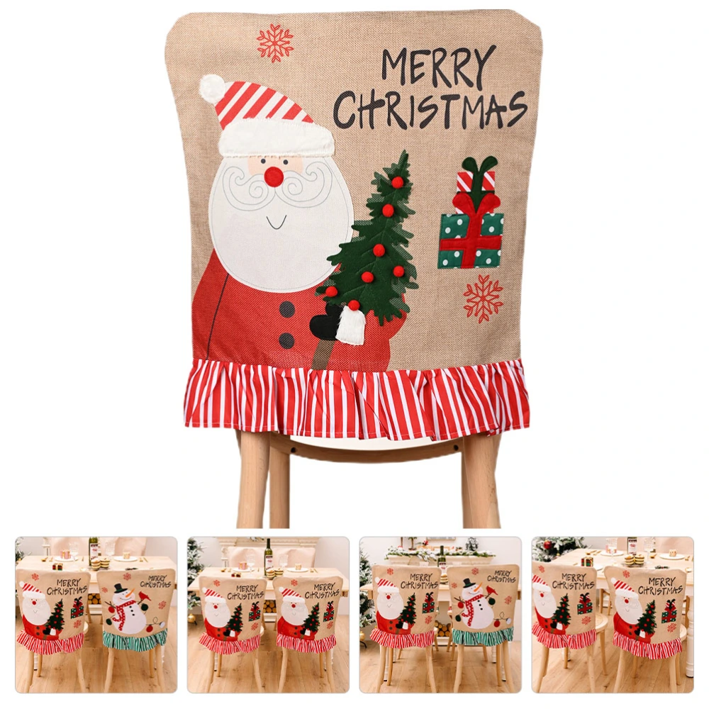 Christmas Chair Cover Xmas Santa Claus Prints Chair Cover Household Cloth Chair Cover