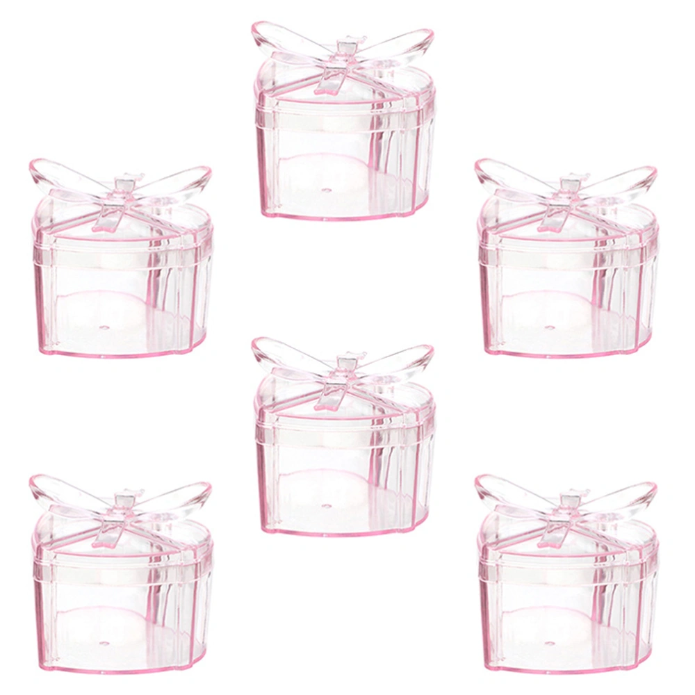 6pcs Heart Shaped Candy Boxes Snacks Boxes with Lid Sugar Storage Containers