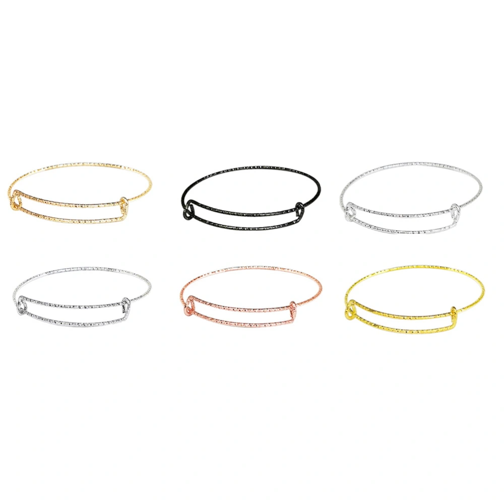 6pcs Slidable Bracelet Extendable Bangles DIY Metal Wire Bracelet Women Bracelet (Golden, White, Silver, Rose Golden, Black)