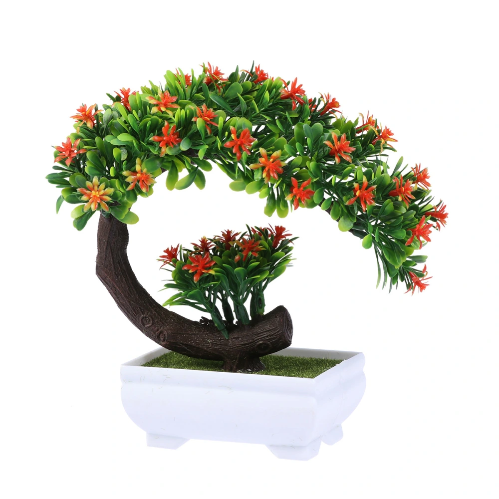 Simulation Flower Pot Plastic Imitation Plant Pot Modern Bonsai Home Table Window Decoration Supplies(Orange)