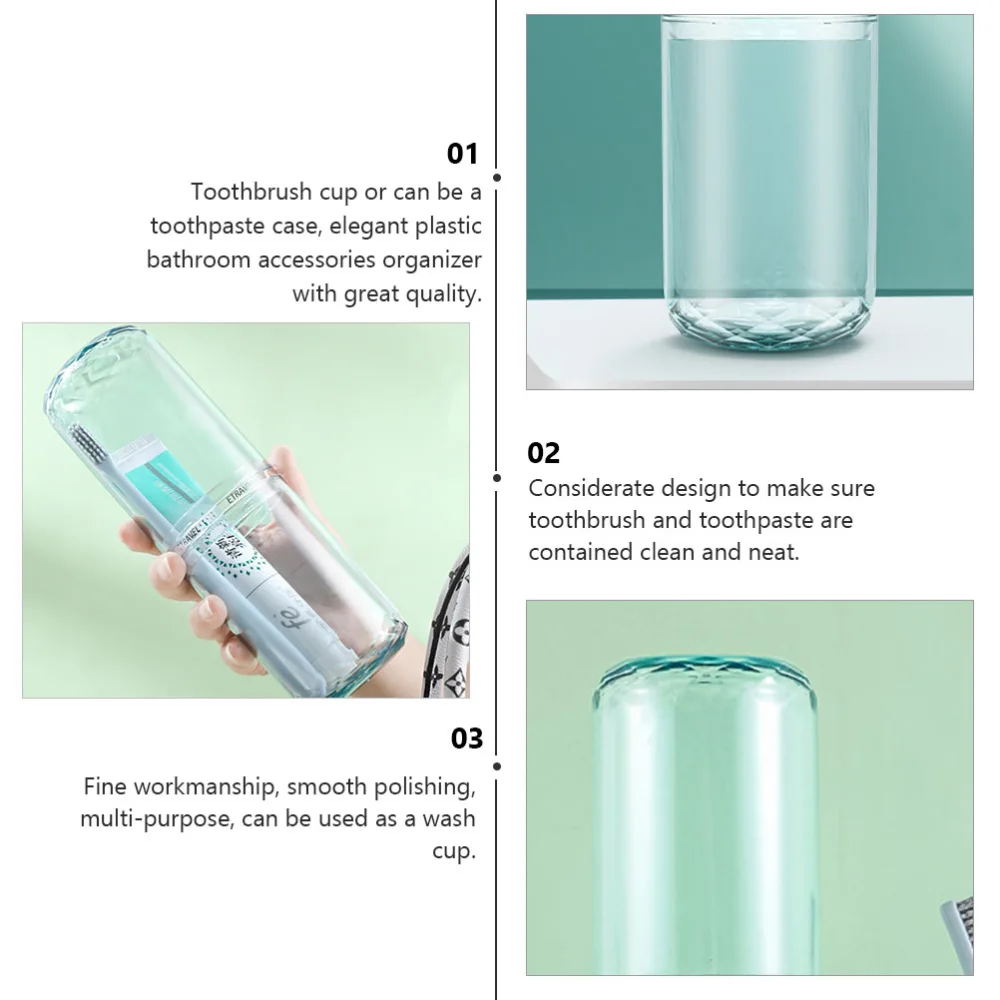 1pc Transparent Toothpaste Cup Portable Toothbrush Cup Travel Washing Cup