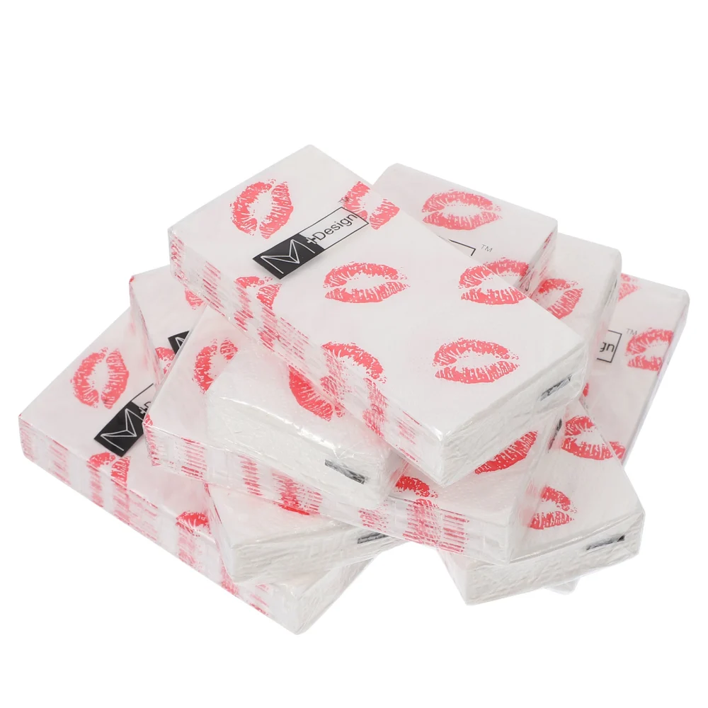 20 Packs 3-layer Color Printing Napkin Lip Printing Tissue Paper Towel