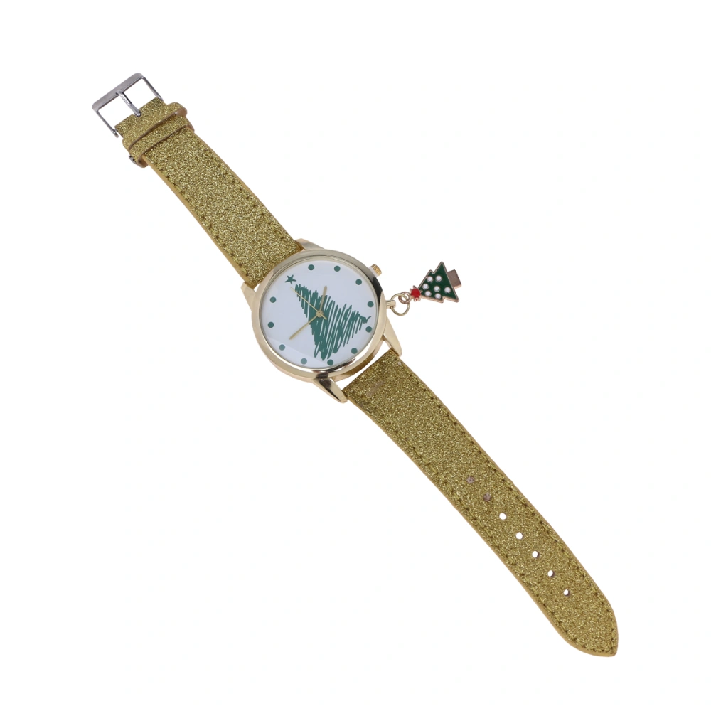 Stylish Christmas Style Watch Fashion Lady's Wrist Watch Golden (Christmas Tree)