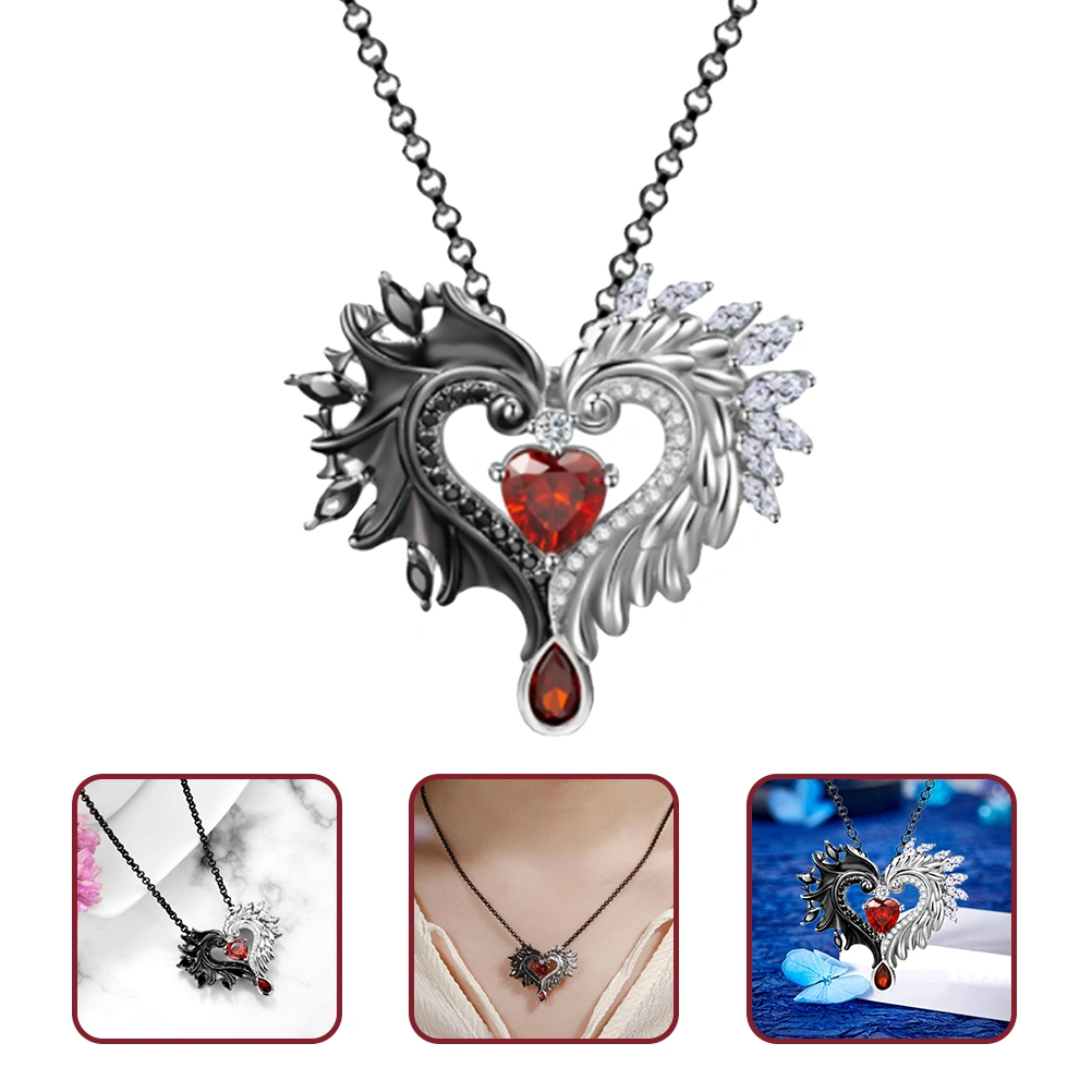 Heart Shape Wing Pendant Necklace Valentine Day Jewelry Gifts for Girlfriend