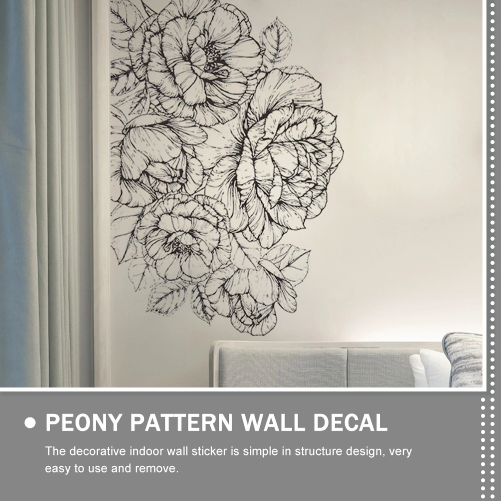 2 Sheets Decorative Literary Peony Flower Wallpapers Wall Decoration Stickers