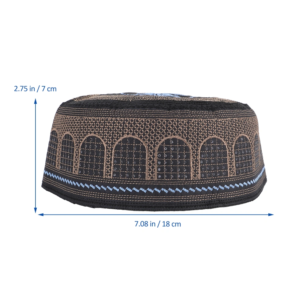 Eid Muslim Worship Hat Embroidered Men Hat Breathable Hat Decorative Hat