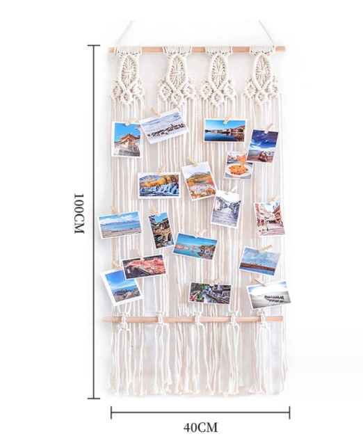 Hanging Photo Display Tapestry Wall Decor Macrame Wall Decor Room Boho Pictures Cards Holder