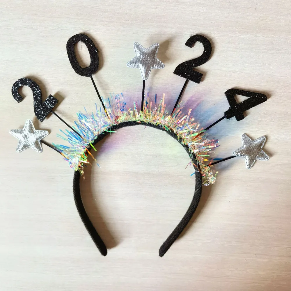 New Year Headband 2024 Hair Band Fabric Headband New Year Party Hair Accessory