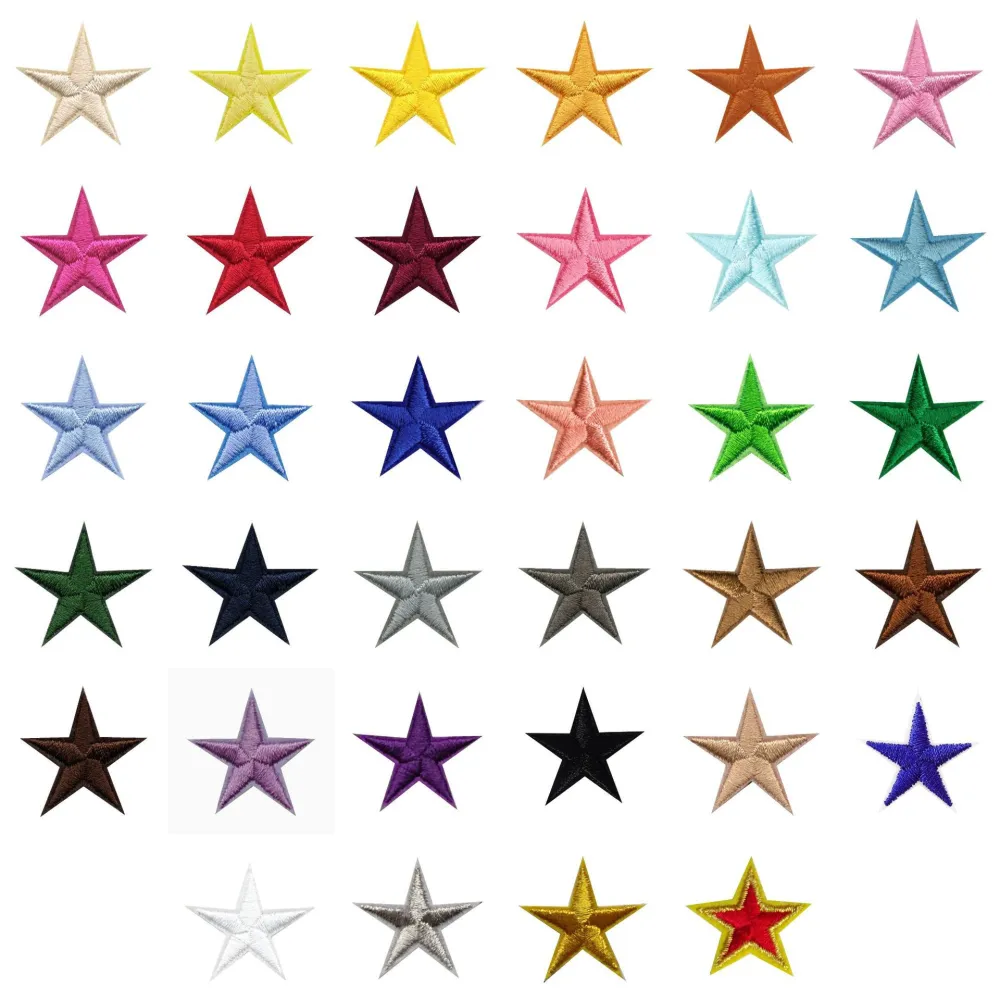 35pcs Star Patches Iron On Embroidered Appliques Patriotic Stars Iron On Patches