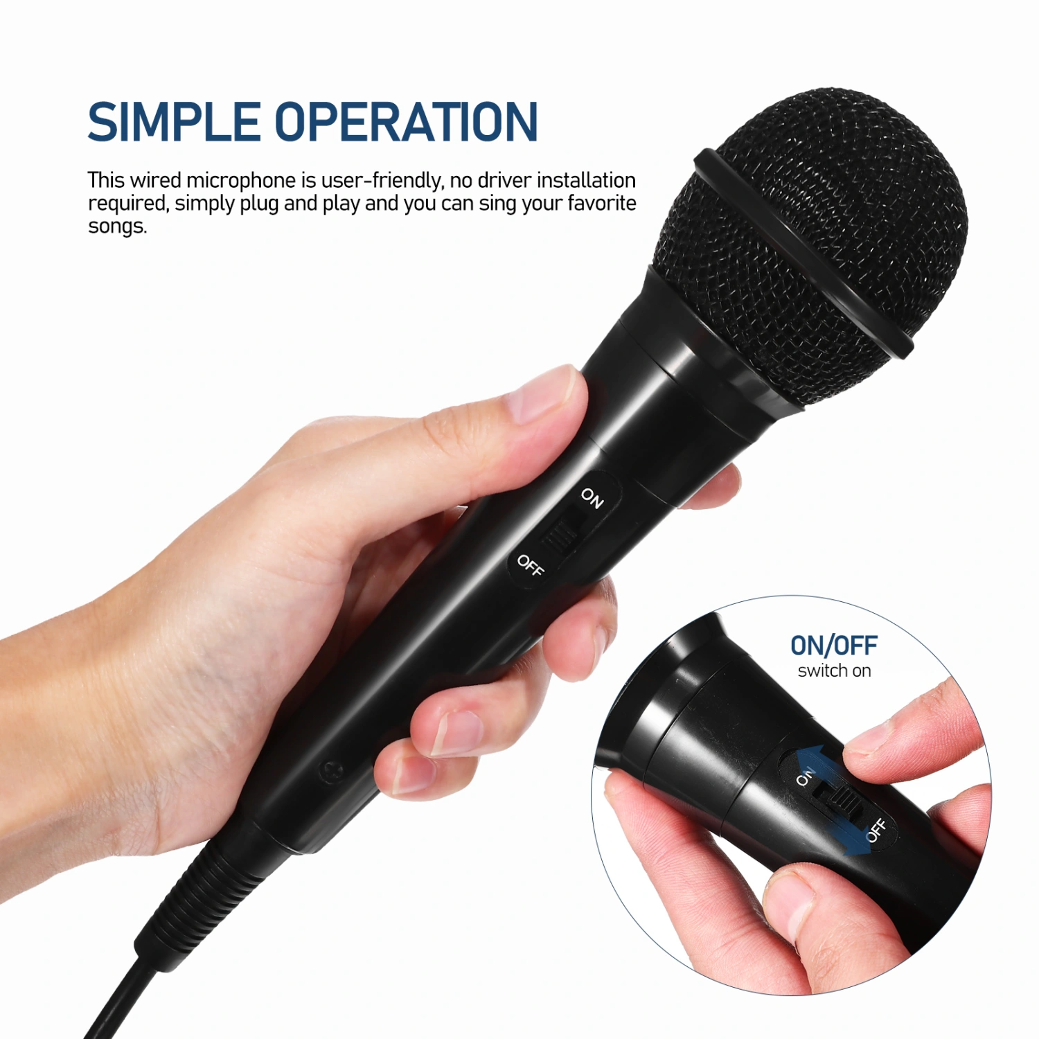 Handheld Microphone Dynamic Mic Vocal Microphone for Karaoke Singing Performance 6.5mm