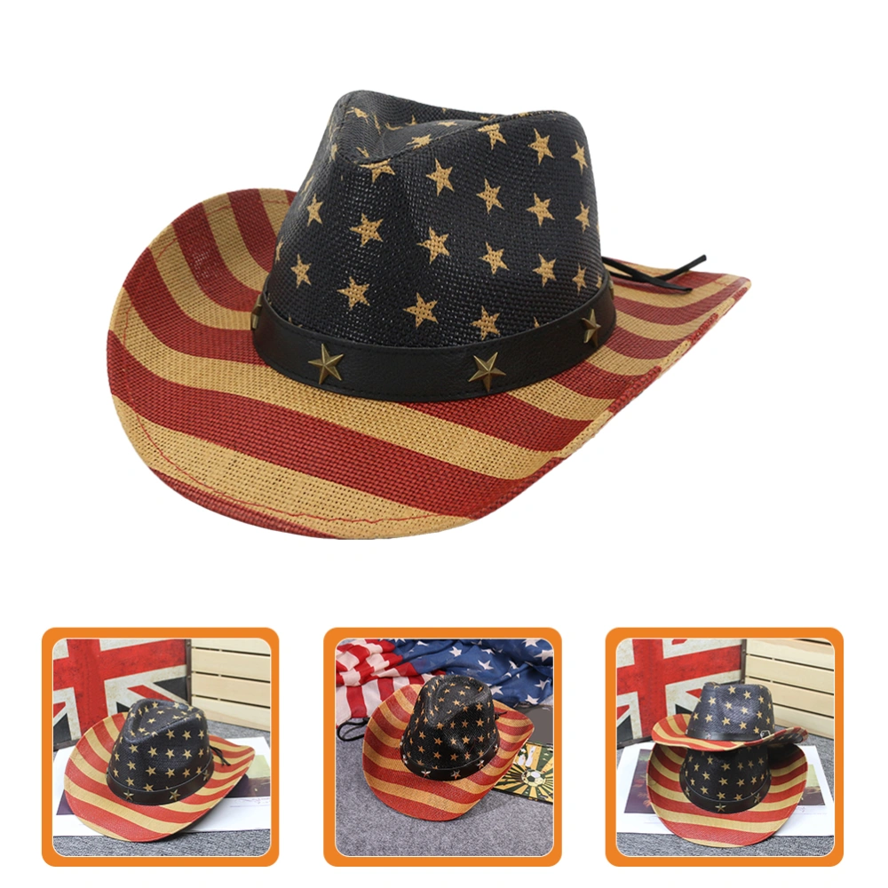 Independence Day Straw Hat Multi-functional Hat Decorative American Flag Hat