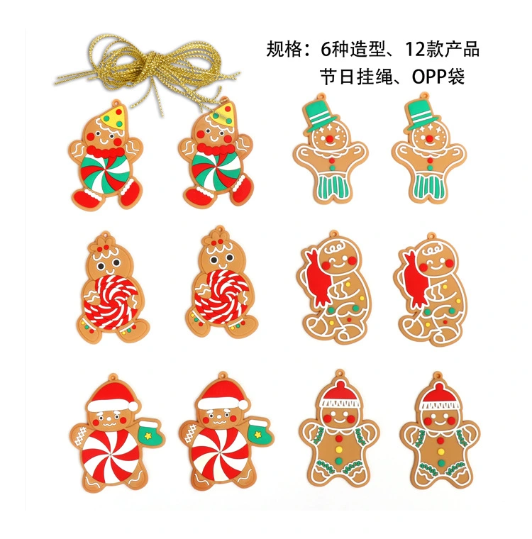 12pcs Gingerbread Man Hanging Ornament Christmas Tree Decoration Xmas Pendant Hanging Decoration