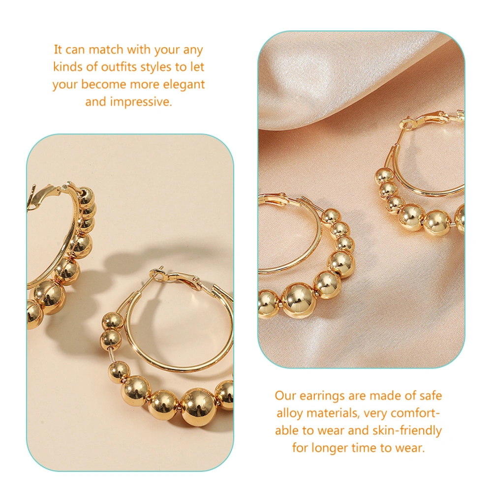 2 Pairs Hoops Earrings Women Fashionable Earrings Exaggerated Earrings Ear Jewelry