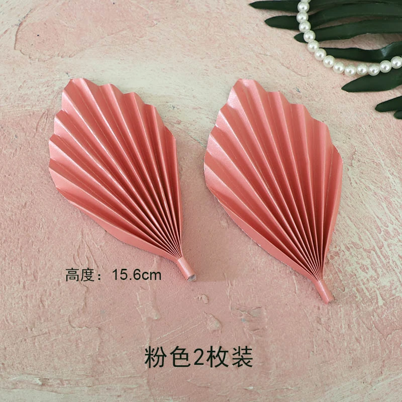 12pcs Leaves Cake Decorations Topper Paper Fan Cake Insert Decoration For Wedding Birthday Cake