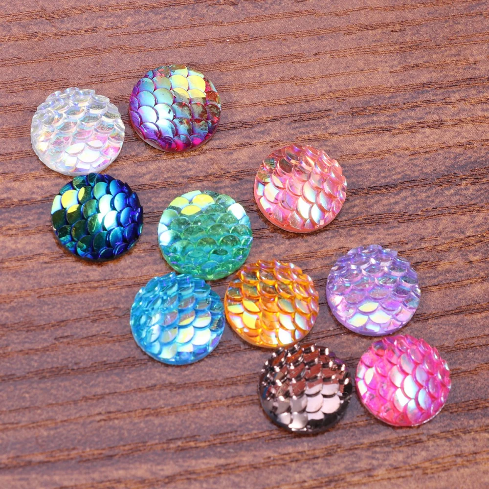 10pcs 12cm Shining Round Resin Jewelry Flat Back Diy Jewelry Accessories for Necklace Bracelet Headdress (Mixture Colour)