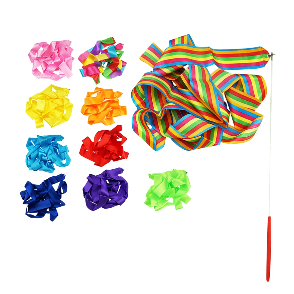 10 Pcs 4M Gymnastics Dance Ribbon Gym Rhythmic Art Gymnastics Ballet Streamer Twirling Rod Ribbons (Random Color)