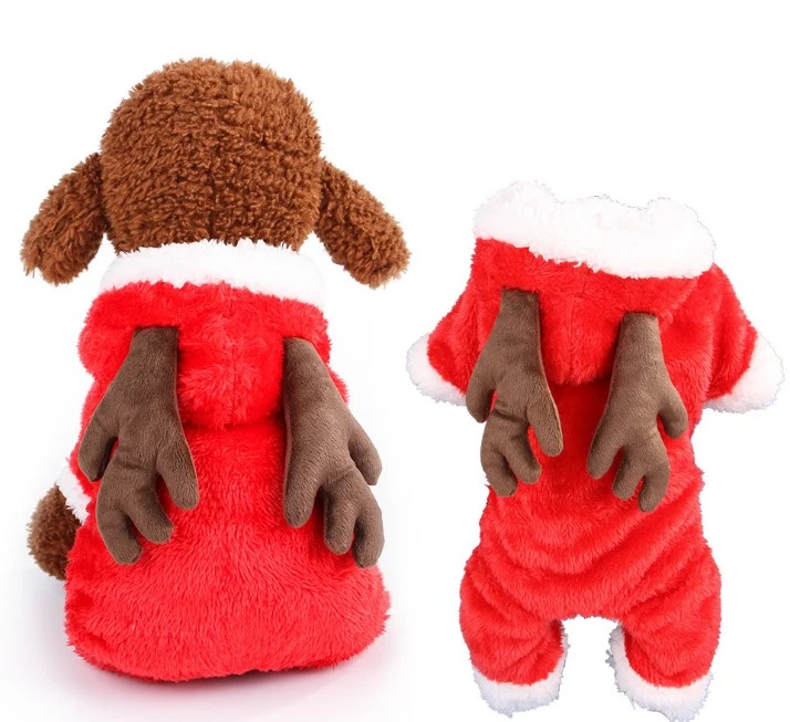 Xmas Dog Clothes Hoodie Pet Coat Christmas Elk Puppy Outfit Dog Cat Apparel