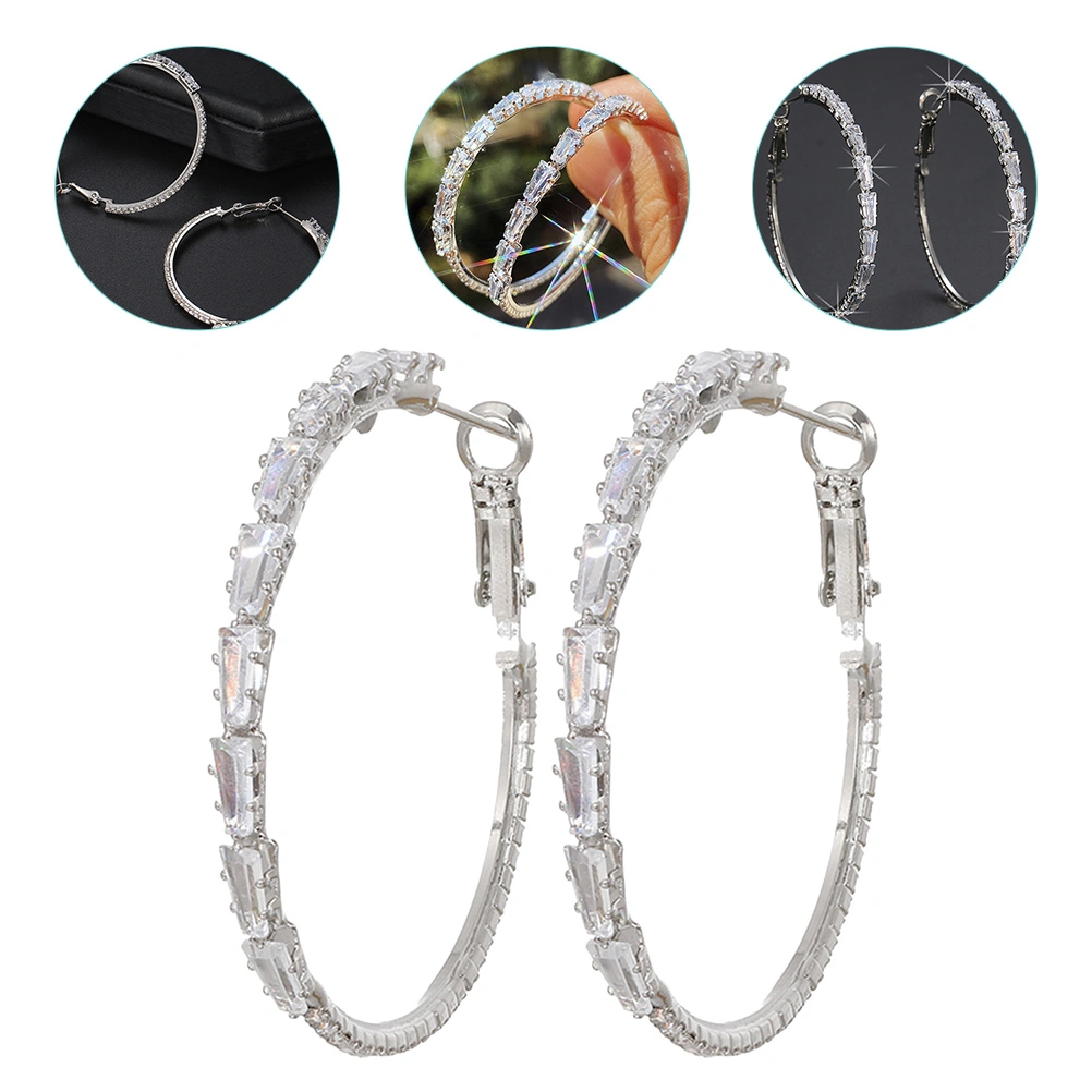1 Pair Hoops Earrings Zircon Earrings Circle Earrings Ear Jewelry for Women