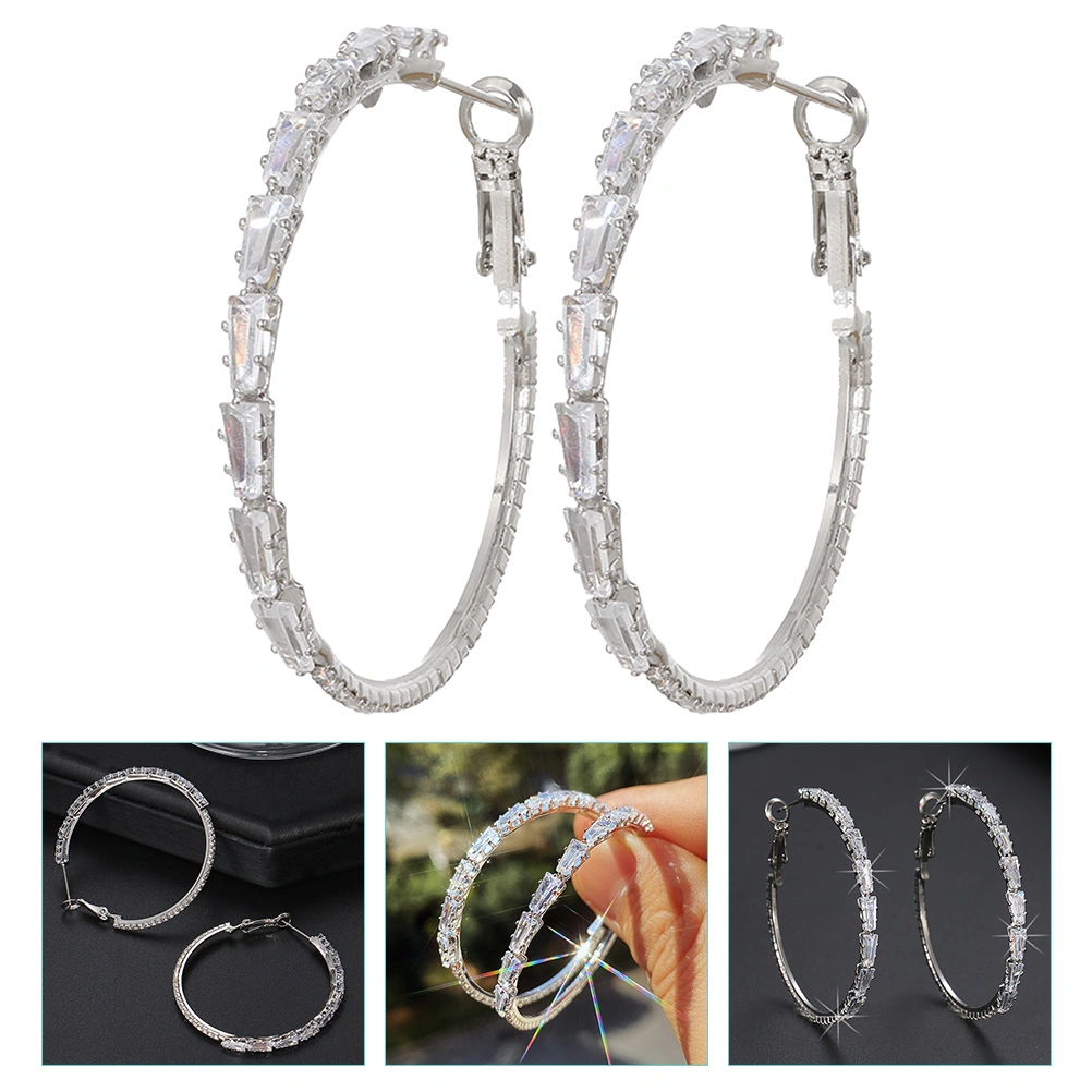 1 Pair Hoops Earrings Zircon Earrings Circle Earrings Ear Jewelry for Women