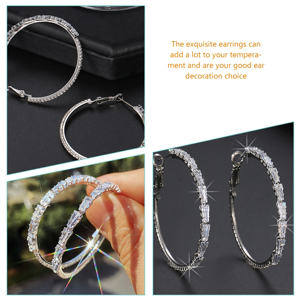 1 Pair Hoops Earrings Zircon Earrings Circle Earrings Ear Jewelry for Women