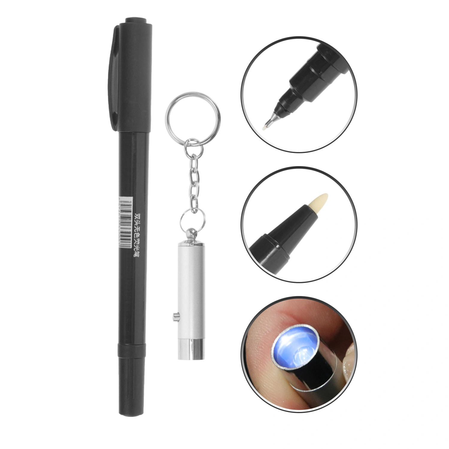 Dual Ends UV Security Invisible Marker Pen Ink Pen Permanent Marker with Lamp
