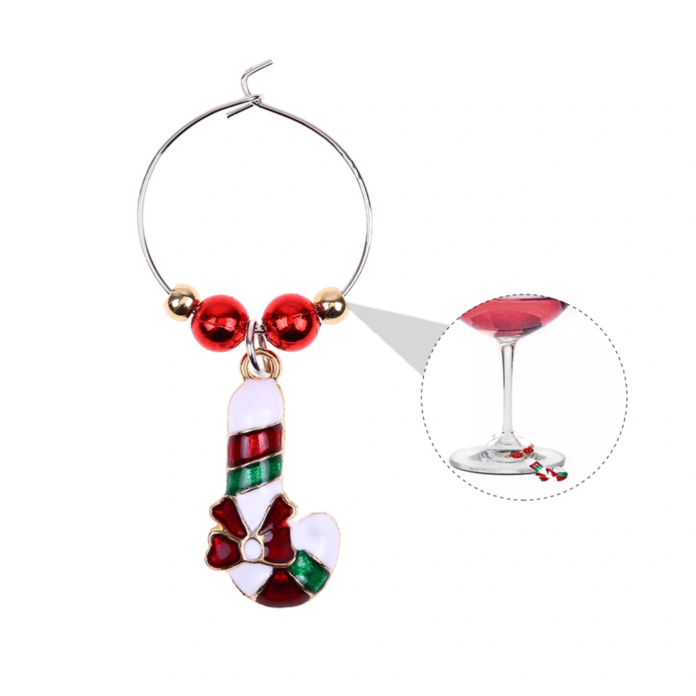 12Pcs Christmas Party Glass Pendant Wine Glass Cup Metal Ring Decorations