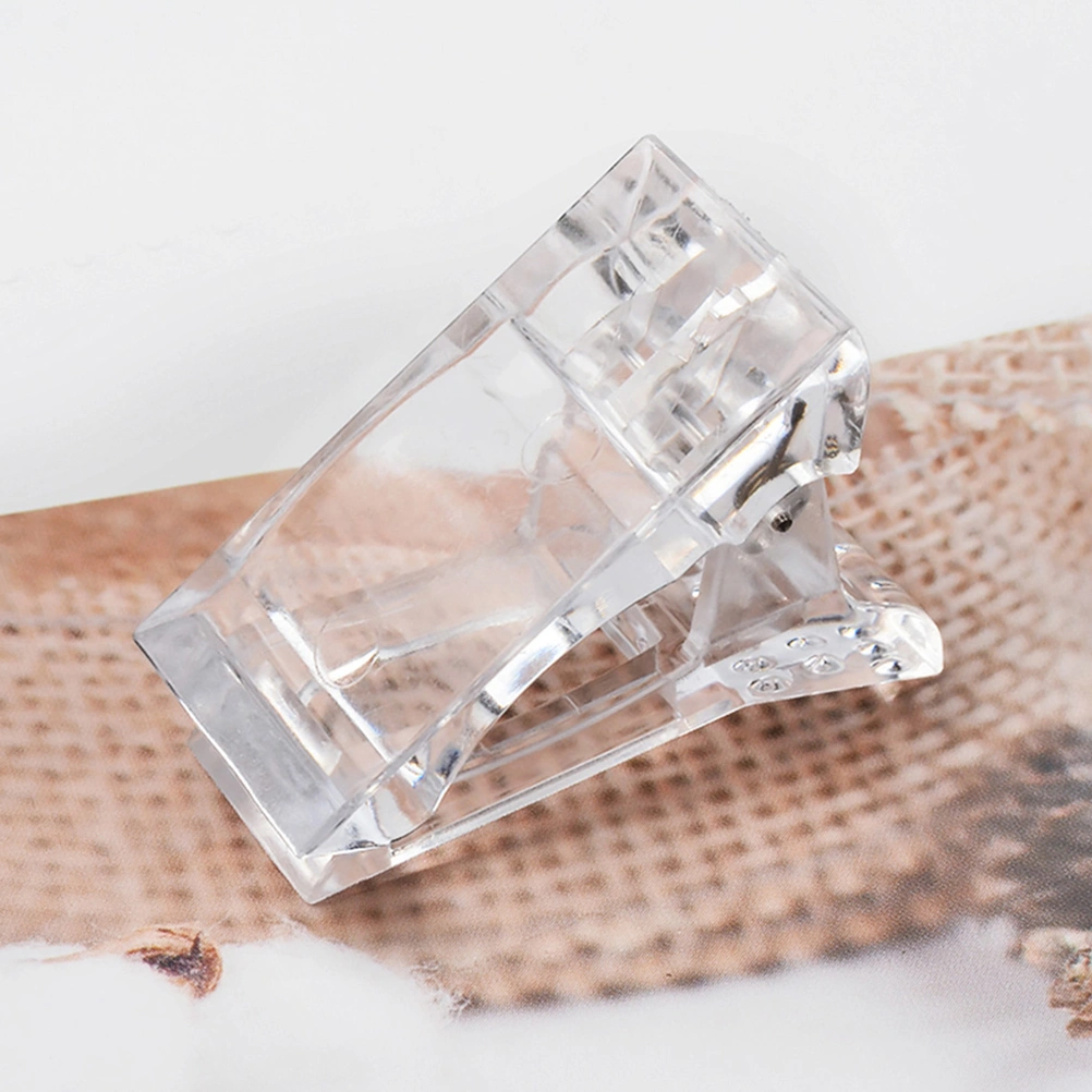 False Nails Fixed Clip Nail Art UV Gel Builder Tools Nail Tips Extension Glue Clip Plastic Manicure Tool Transparent Poly Nail Gel Quick Building Nail Clip