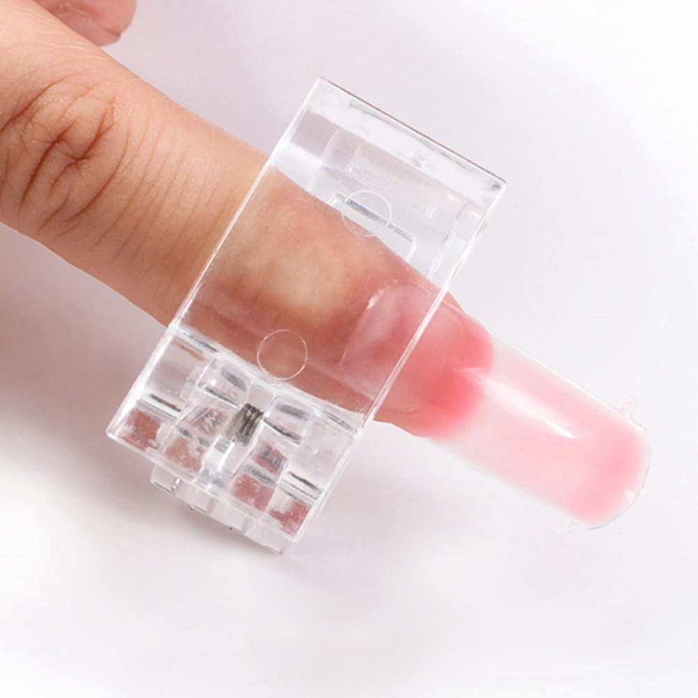 False Nails Fixed Clip Nail Art UV Gel Builder Tools Nail Tips Extension Glue Clip Plastic Manicure Tool Transparent Poly Nail Gel Quick Building Nail Clip