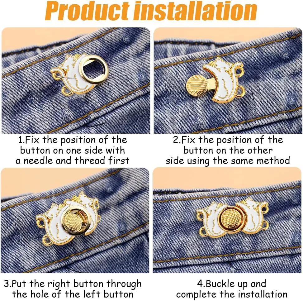 10 Pairs of Adjustable Jean Waist Buttons Pants Waist Buckles Reusable Jean Buttons Pants Tightening Buttons