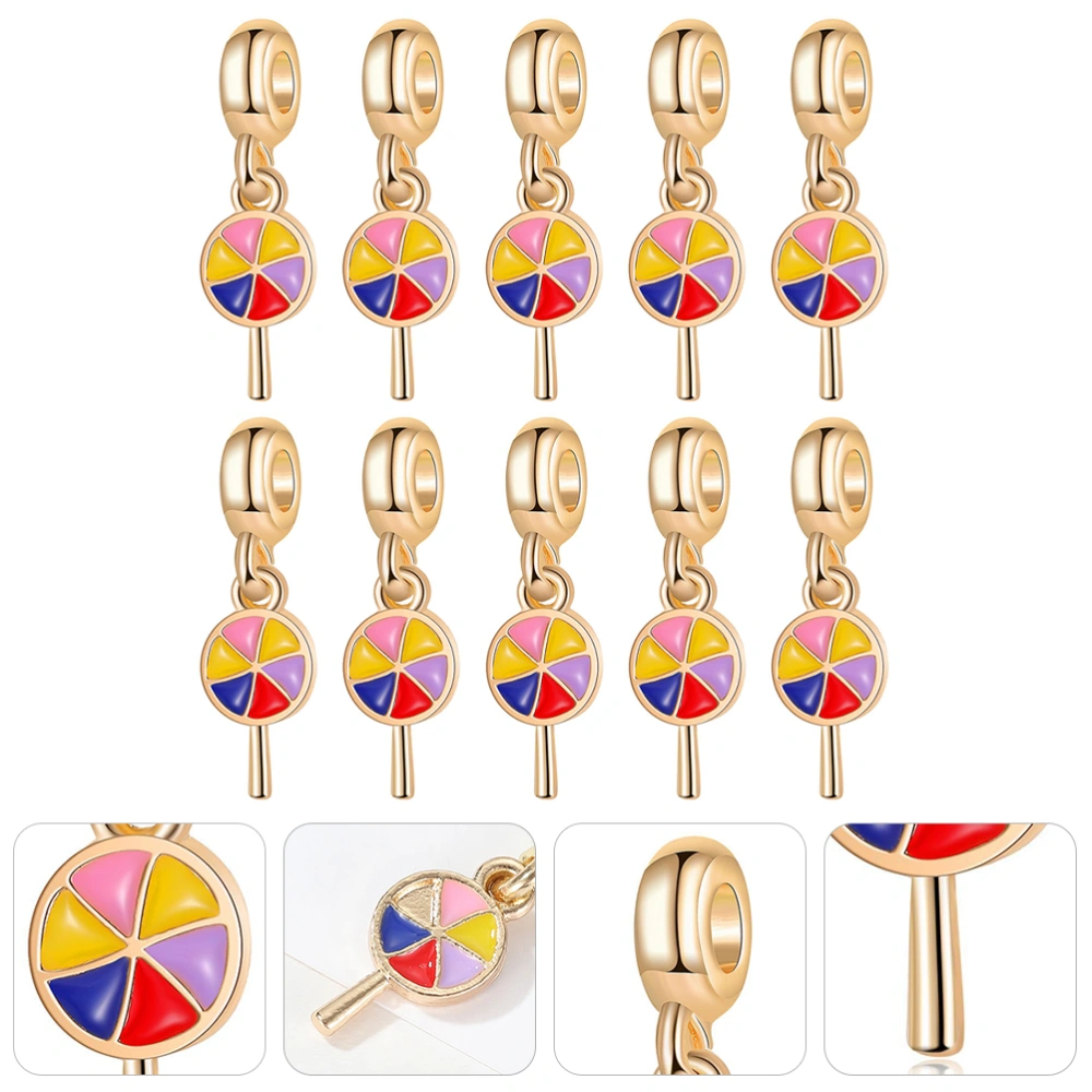 10pcs Bright Alloy Pendants Delicate Lollipop Shaped Charms for Jewelry Making