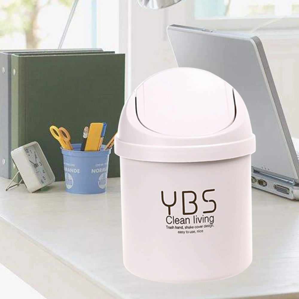 Desktop Garbage Box with Cover Cleaning Barrel Creative Mini Litter Waste Container Bins Small Organizer Dustbins(Beige Lid,104)