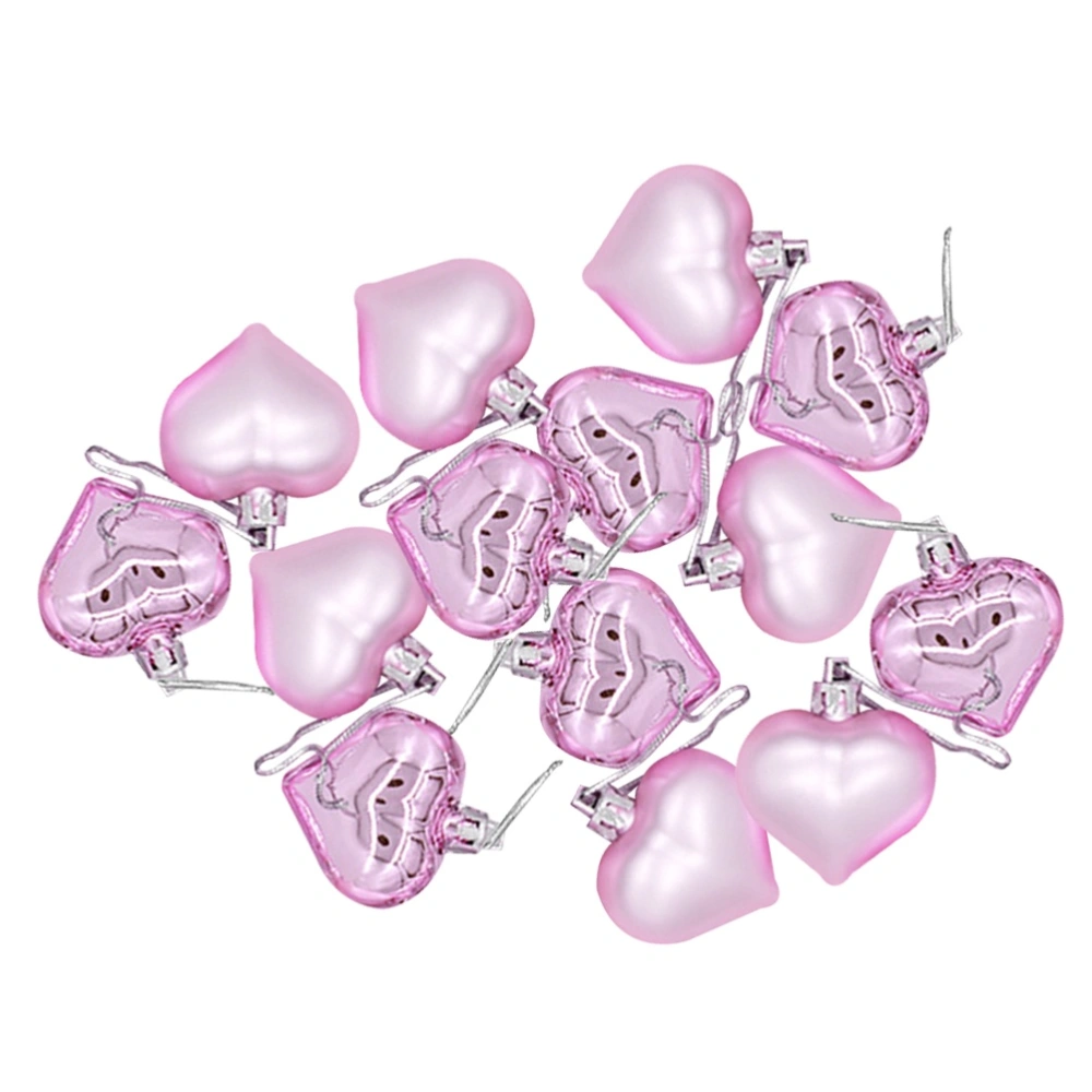 2 Boxes of 4.5cm Christmas Tree Hanging Decoration Heart Shaped Ball Decorative Xmas Hanging Xmas Decoration Pink