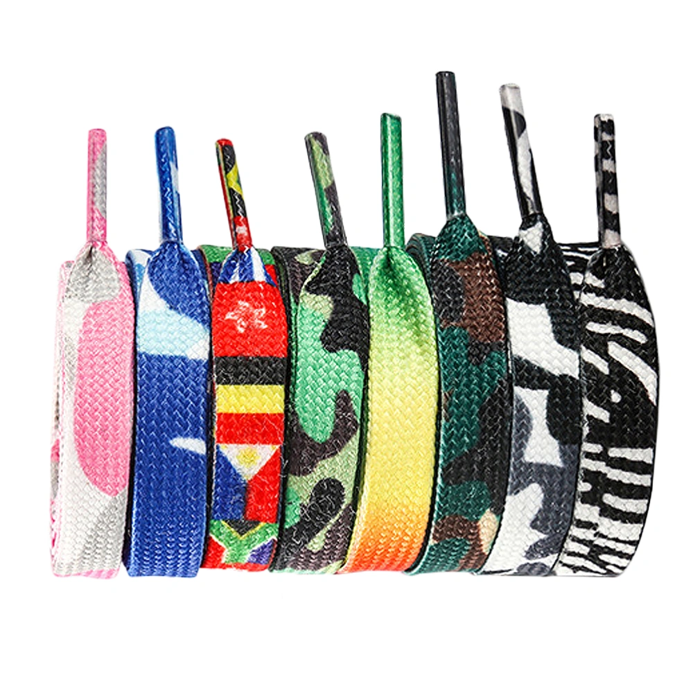 8 Pairs of 100cm Shoelace Printed Polyester Decorative Smooth Shoe Tie for Canvas Shoes Sports Shoes Sneakers (Random Color)