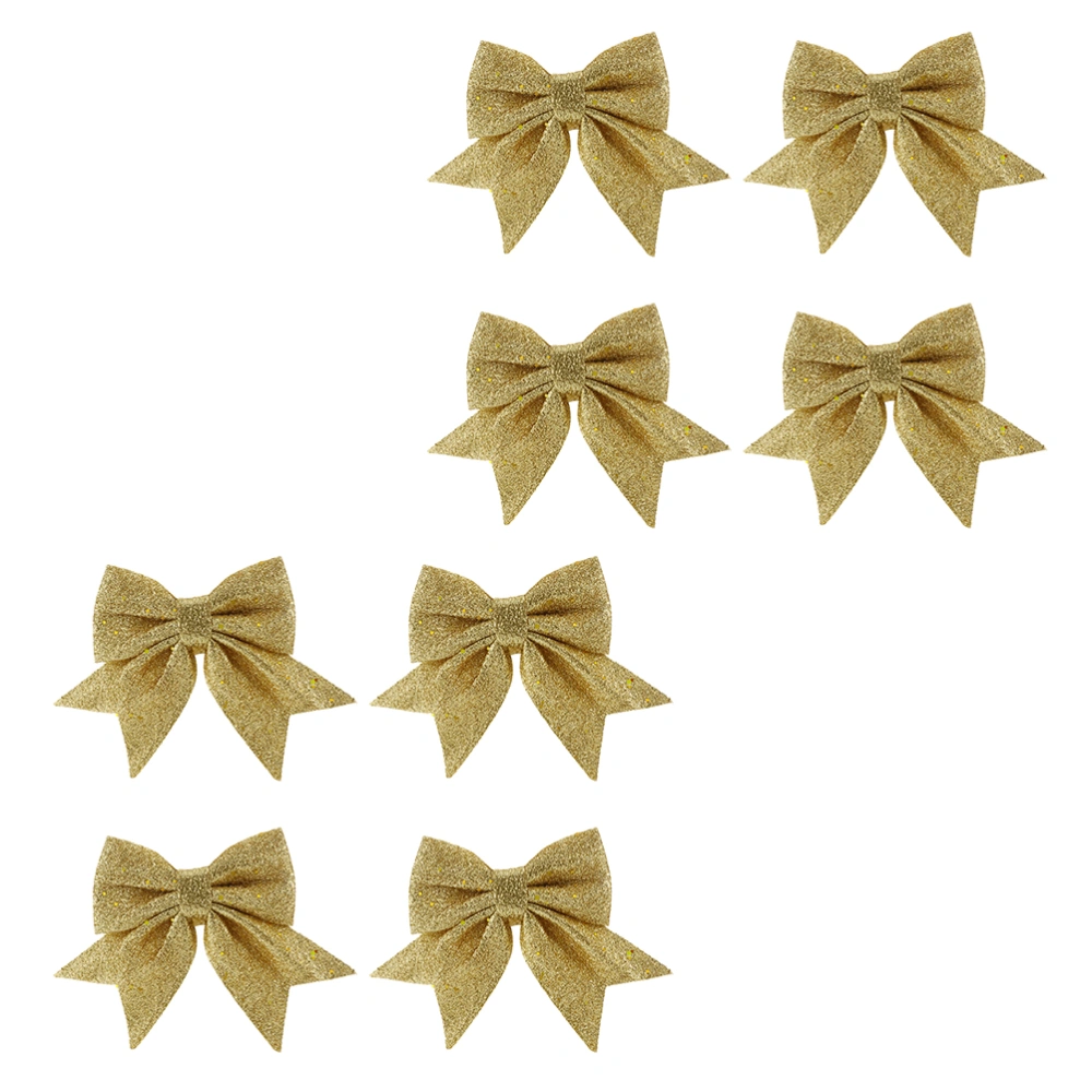 8pcs Christmas Gold Dust Bows Christmas Tree Bow Ornaments Christmas Bows