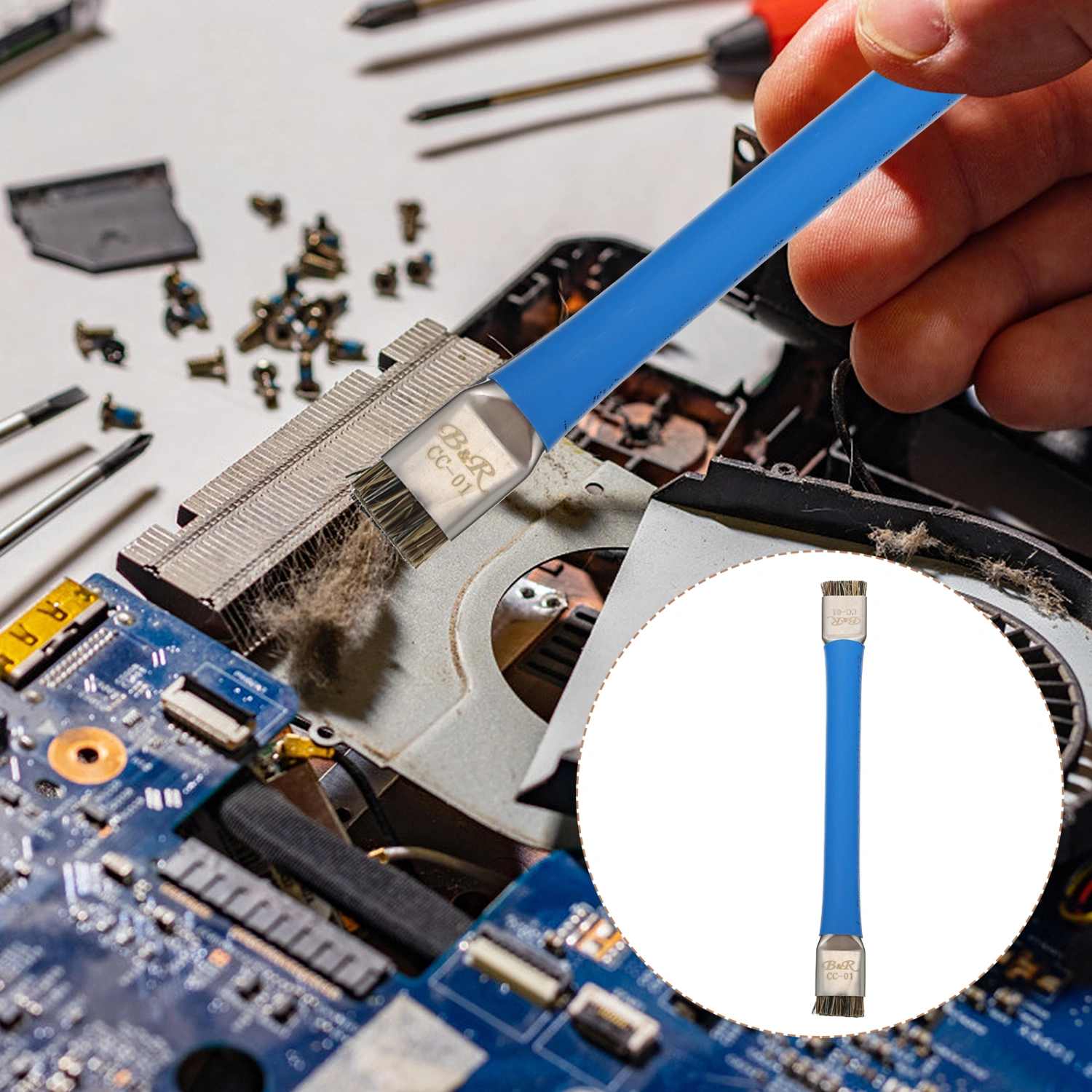 Double Head Phone Maintenance Brush Anti Static Motherboard Circuit IC Cleaning Brush CPU Cleanser Tool (Blue)
