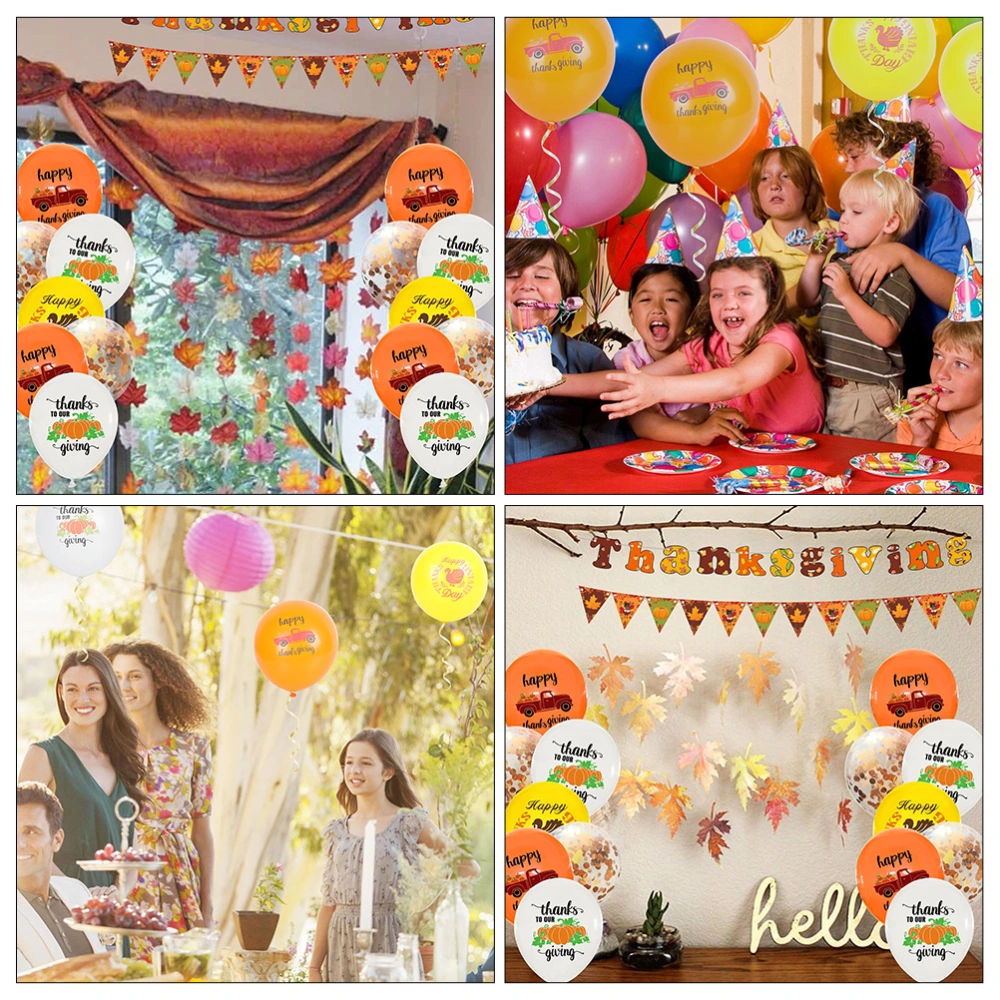 1 Set Thanksgiving Theme Party Decorations Banners Balloons Cupcake Topper