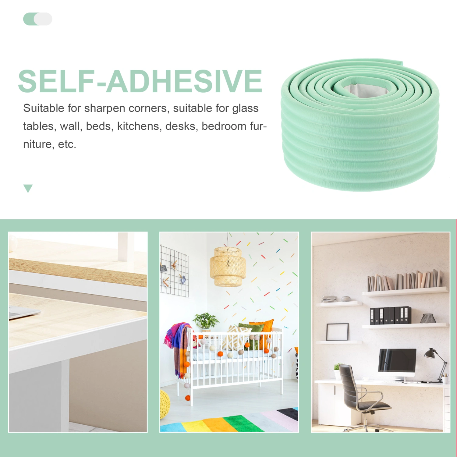 Wall Padding Peel and Stick Wall Panel Safety Proofing Wide Edge Protector Adhesive Padding
