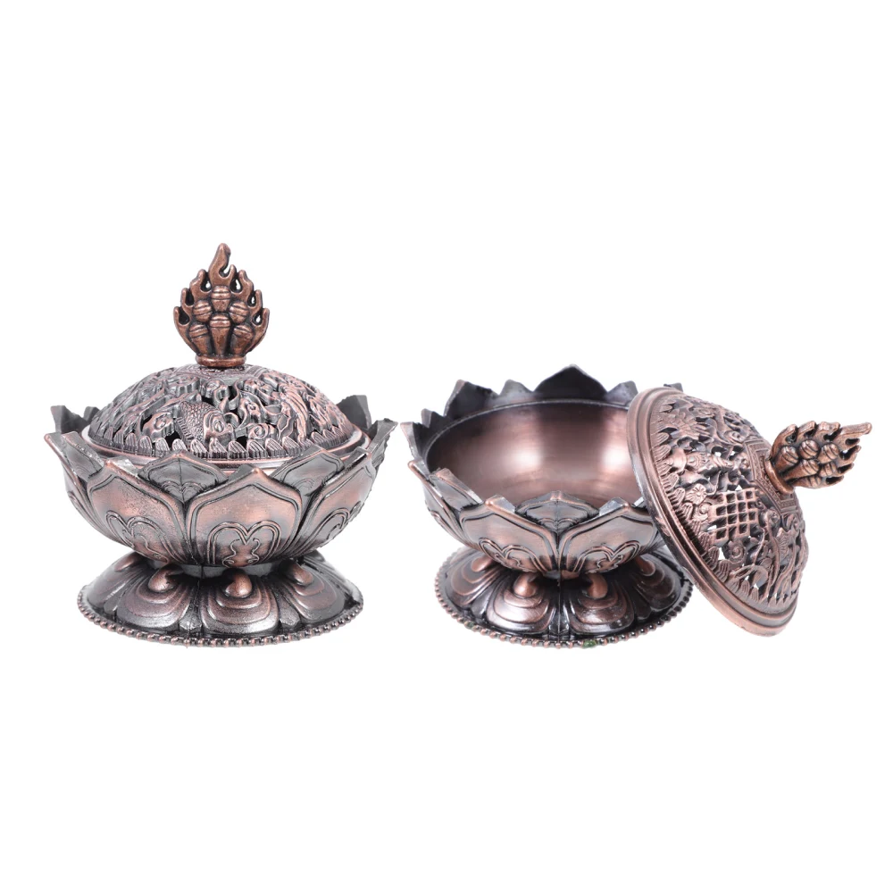 2pcs Retro Antique Incense Burner Pure Zinc Alloy Craft Office Burner Incense Lore Decoration